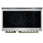 Forno Paolo 48 Inch Freestanding Electric Range in Black with Antique Brass, 6.7 cu.ft, True Convection Oven, Energy Efficient - BonPrix Électroménagers