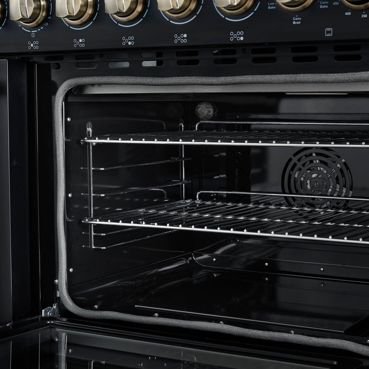 Forno Paolo 48 Inch Freestanding Electric Range in Black with Antique Brass, 6.7 cu.ft, True Convection Oven, Energy Efficient - BonPrix Électroménagers