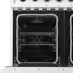 Forno Paolo 48 Inch Freestanding Electric Range in White with Antique Brass, 6.7 cu.ft, True Convection Oven, Energy Efficient - BonPrix Électroménagers