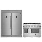 FORNO Premium 2-Piece Kitchen Bundle - Capriasca 48" Stainless Steel Range, Rizzuto 60" W. Dual Combo Convertible Refrigerator - FBDL-019-04CAUS - BonPrix Électroménagers