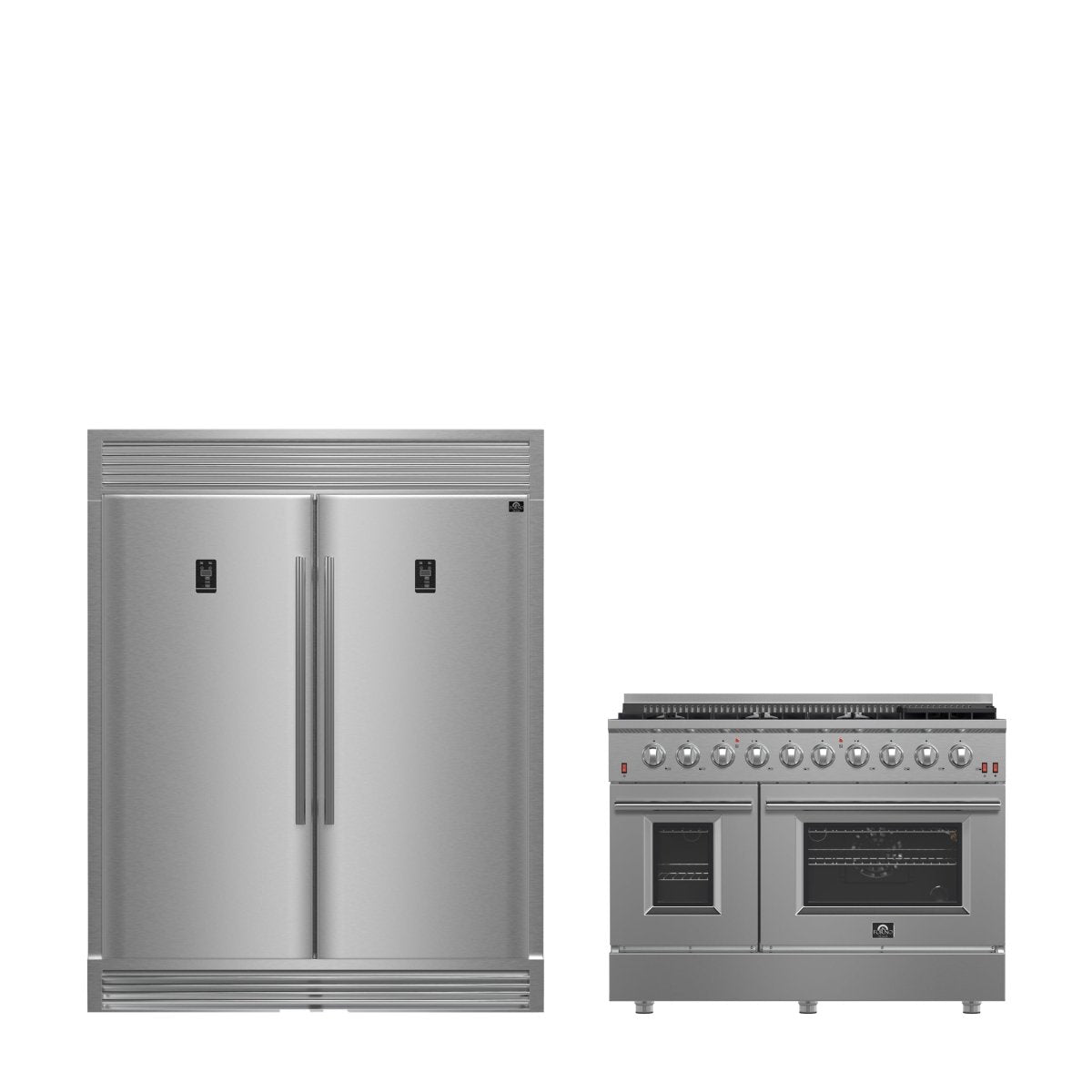 FORNO Premium 2-Piece Kitchen Bundle - Galiano 48" Gas Range, 60" Side-by-Side Refrigerator - FBDL-005-01CAUS - BonPrix Électroménagers