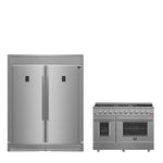 FORNO Premium 2-Piece Kitchen Bundle - Galiano 48" Stainless Steel Dual Fuel Range, 60" Stainless Steel Side-by-side Convertible Refrigerator - FBDL-005-02CAUS - BonPrix Électroménagers