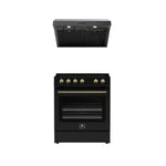 FORNO Premium 2-Piece Kitchen Bundle - Leonardo Espresso 30" Black Range, 30" Black Range Hood - FBDL-002-02CA - BonPrix Électroménagers