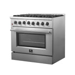 FORNO Premium 3-Piece Kitchen Bundle - Galiano 36" Dual Fuel Range, 36" French Door Refrigerator, 24" Built-In Dishwasher - FBDL-004-02CAUS - BonPrix Électroménagers