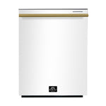 FORNO Premium 4-Piece Kitchen Bundle - Leonardo Espresso 30" White Range, 30" White Range Hood, 31" White Bottom Freezer Refrigerator, 24" White Built-In Dishwasher - FBDL-006-03CA - BonPrix Électroménagers