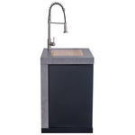 Forno Rimini Outdoor Kitchen 30" BBQ 62,600 BTU, 3 Burners with Sear & Rotisserie, 2.4 cu.ft. Beverage Center, Stainless Steel Sink, Black Cabinets & Gray Sintered Stone Countertop - BonPrix Électroménagers