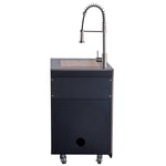 Forno Rimini Outdoor Kitchen 30" BBQ 62,600 BTU, 3 Burners with Sear & Rotisserie, 2.4 cu.ft. Beverage Center, Stainless Steel Sink, Black Cabinets & Gray Sintered Stone Countertop - BonPrix Électroménagers