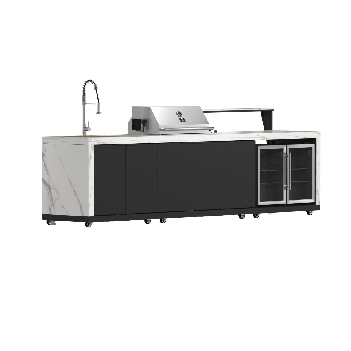 Forno Rimini Outdoor Kitchen: 30" BBQ 62,600 BTU, 4.8 cu.ft. Refrigerators, White Countertops - BonPrix Électroménagers