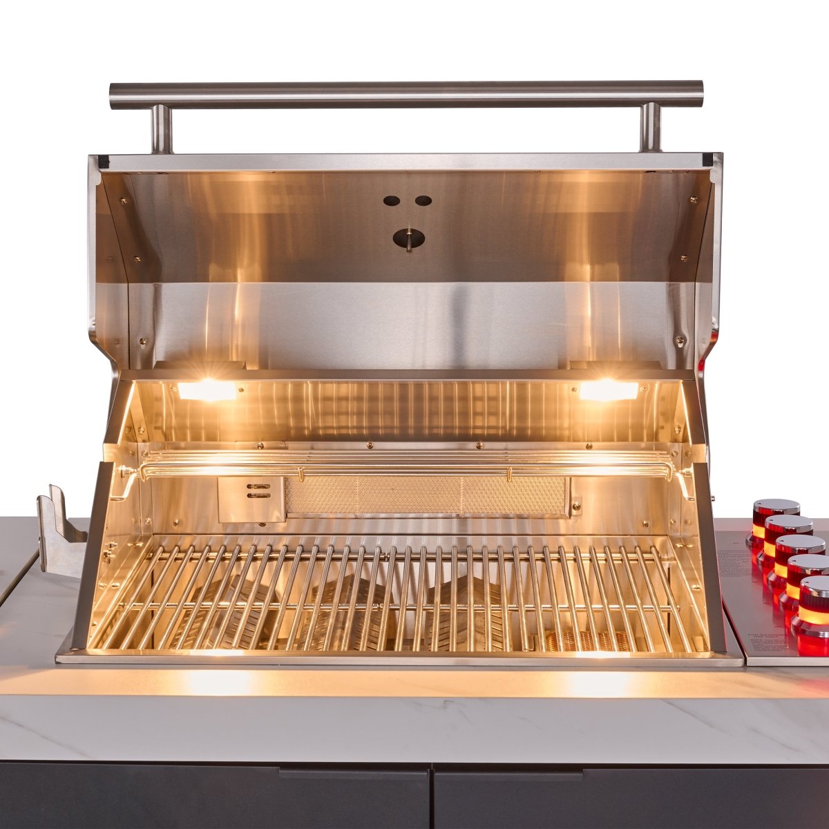 Forno Rimini Outdoor Kitchen: 30" BBQ 62,600 BTU, 4.8 cu.ft. Refrigerators, White Countertops - BonPrix Électroménagers