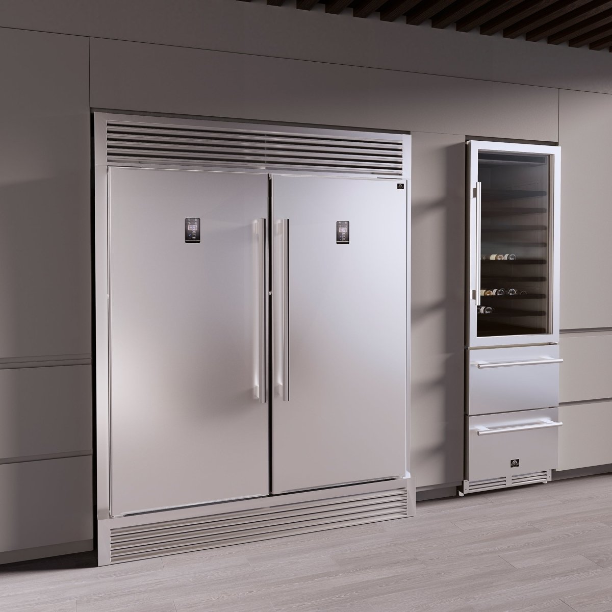 Forno Rizzuto 56-Inch Convertible Refrigerator/Freezer Set, 27.6 cu.ft Total Capacity, Decorative Grill, ENERGY STAR Certified - BonPrix Électroménagers