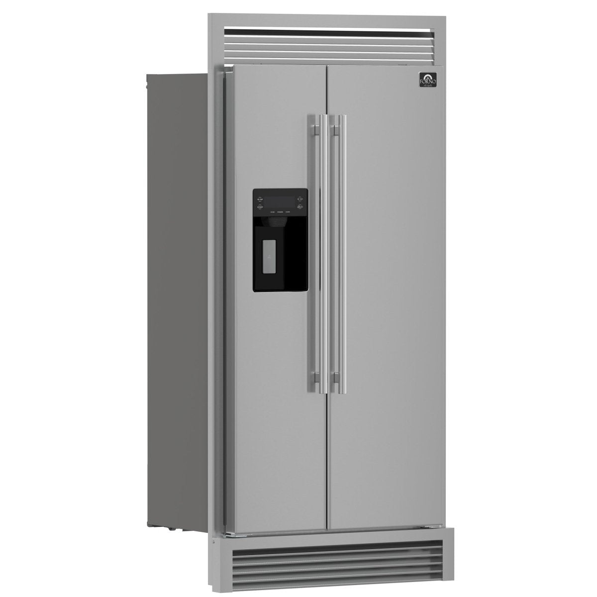 Forno Salerno 40-Inch Built-In Stainless Steel Refrigerator, 20 cu.ft, Decorative Grill, ENERGY STAR Certified - BonPrix Électroménagers