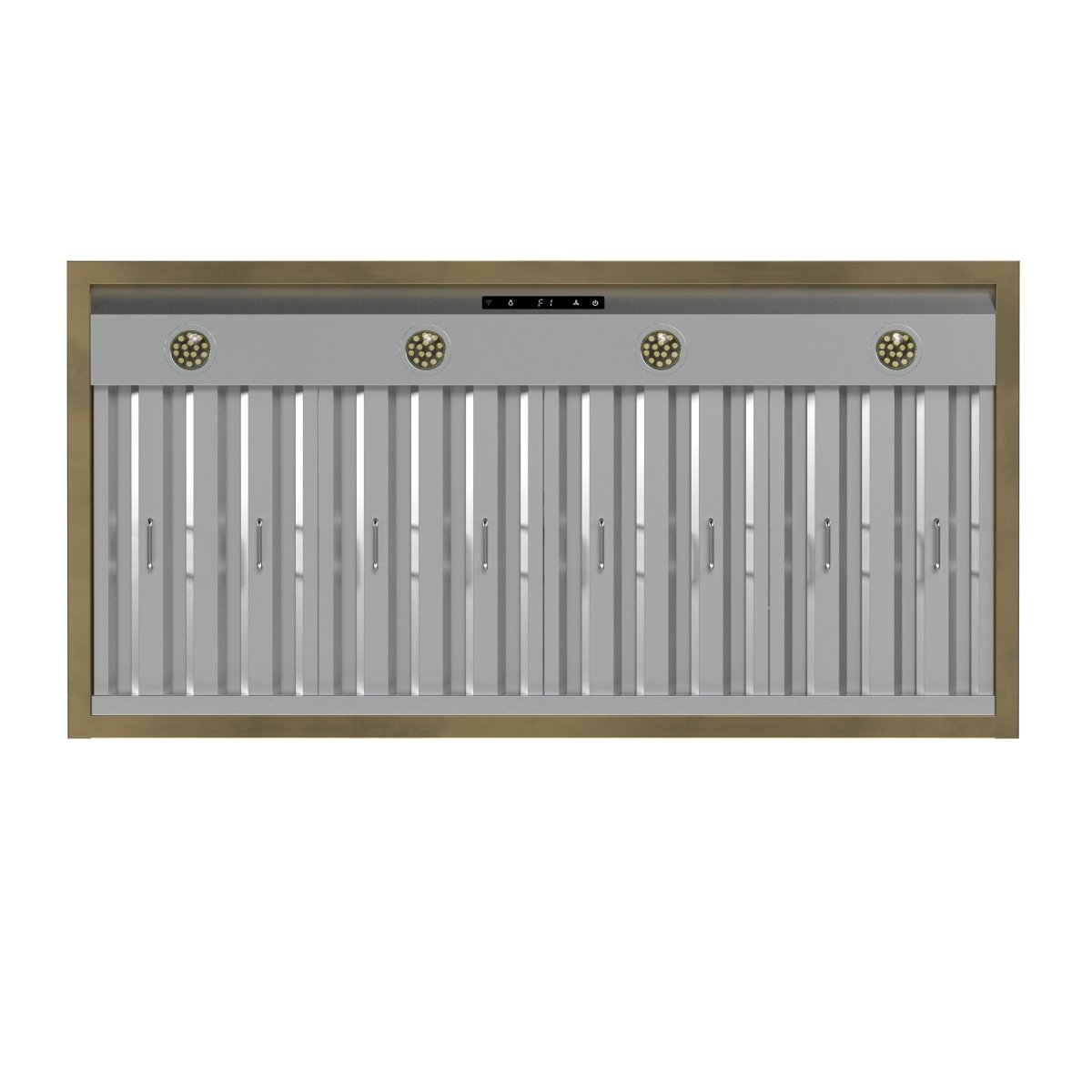 Forno Vittorio 48-Inch Wall Mount Range Hood, White with Antique Brass Trim, 600 CFM Airflow, Dishwasher-Safe Baffle Filters, Remote Control, 3-Speed Fan, Bright LED Lighting - BonPrix Électroménagers