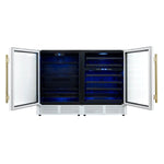 Gemello 48 Inch Side-by-Side Wine and Beverage Cooler in White with Antique Brass Handles, French Door, 9.6 cu. ft. - BonPrix Électroménagers