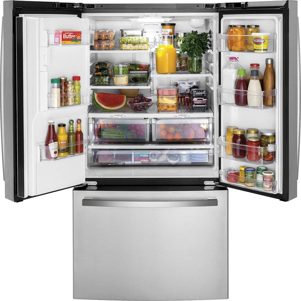 GFE26JYMFS - REFRIGERATORS - GE - French 3 - Door - Stainless Steel - Open Box - BonPrix Électroménagers