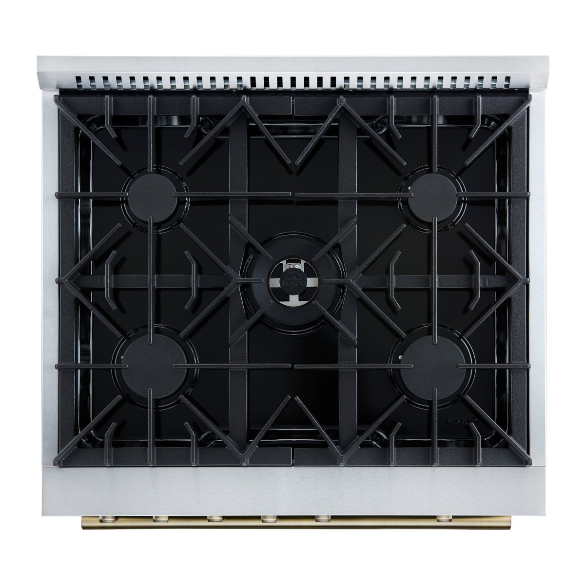 Giovanni 30-inch Gas Range Black & Antique Brass Design, 5 Burners 67,000 BTU, 4.32 cu.ft. Convection Oven - BonPrix Électroménagers