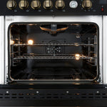 Giovanni 30-inch Gas Range Black & Antique Brass Design, 5 Burners 67,000 BTU, 4.32 cu.ft. Convection Oven - BonPrix Électroménagers