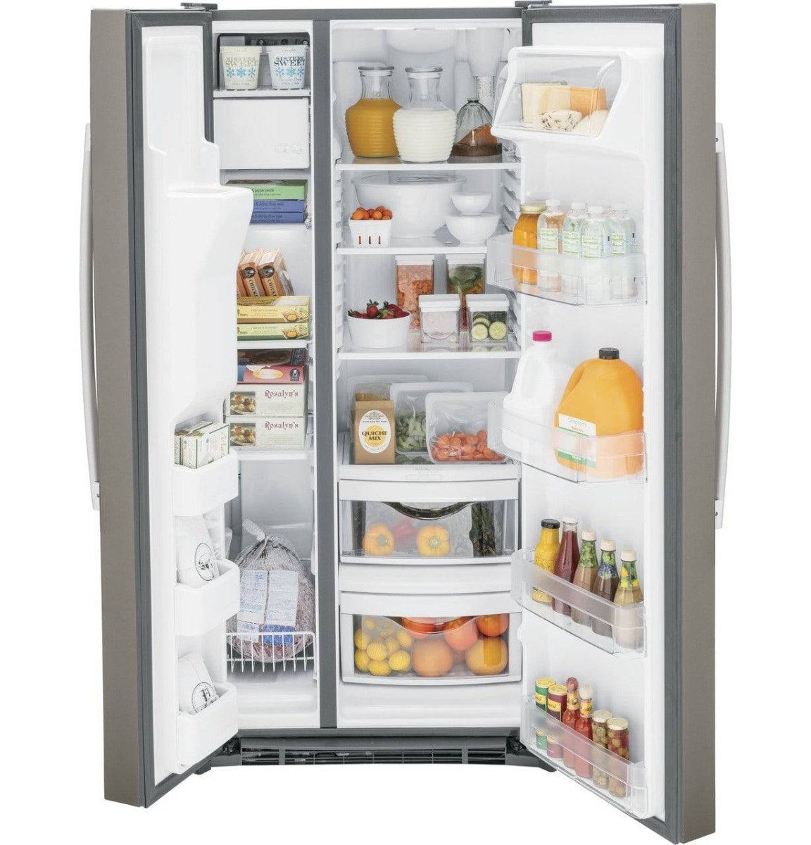 GSS23GMPES - REFRIGERATORS - GE - Side by Side - Slate Grey - Open Box - BonPrix Électroménagers