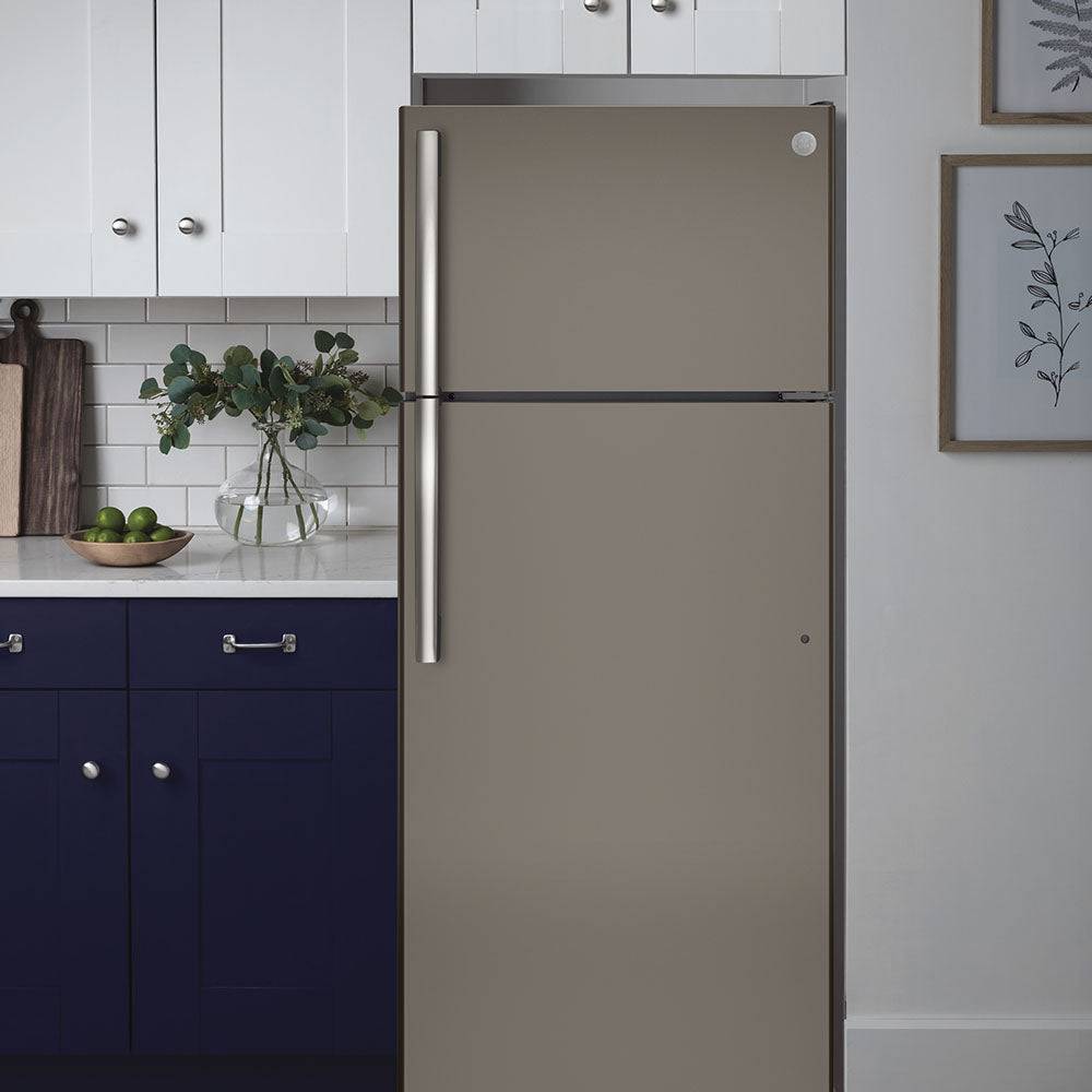 GTE18GMNRES - REFRIGERATORS - GE - Top Freezer - Slate Grey - Open Box - BonPrix Électroménagers