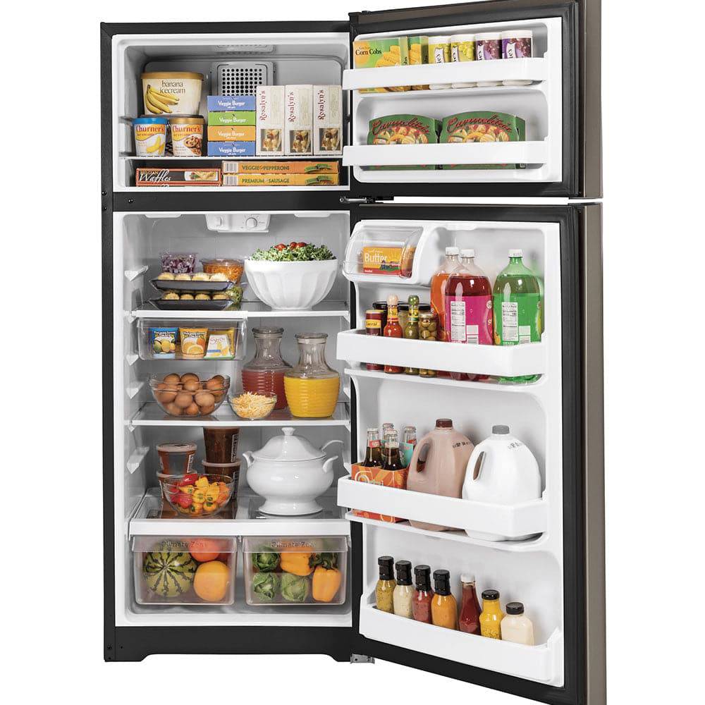 GTE18GMNRES - REFRIGERATORS - GE - Top Freezer - Slate Grey - Open Box - BonPrix Électroménagers