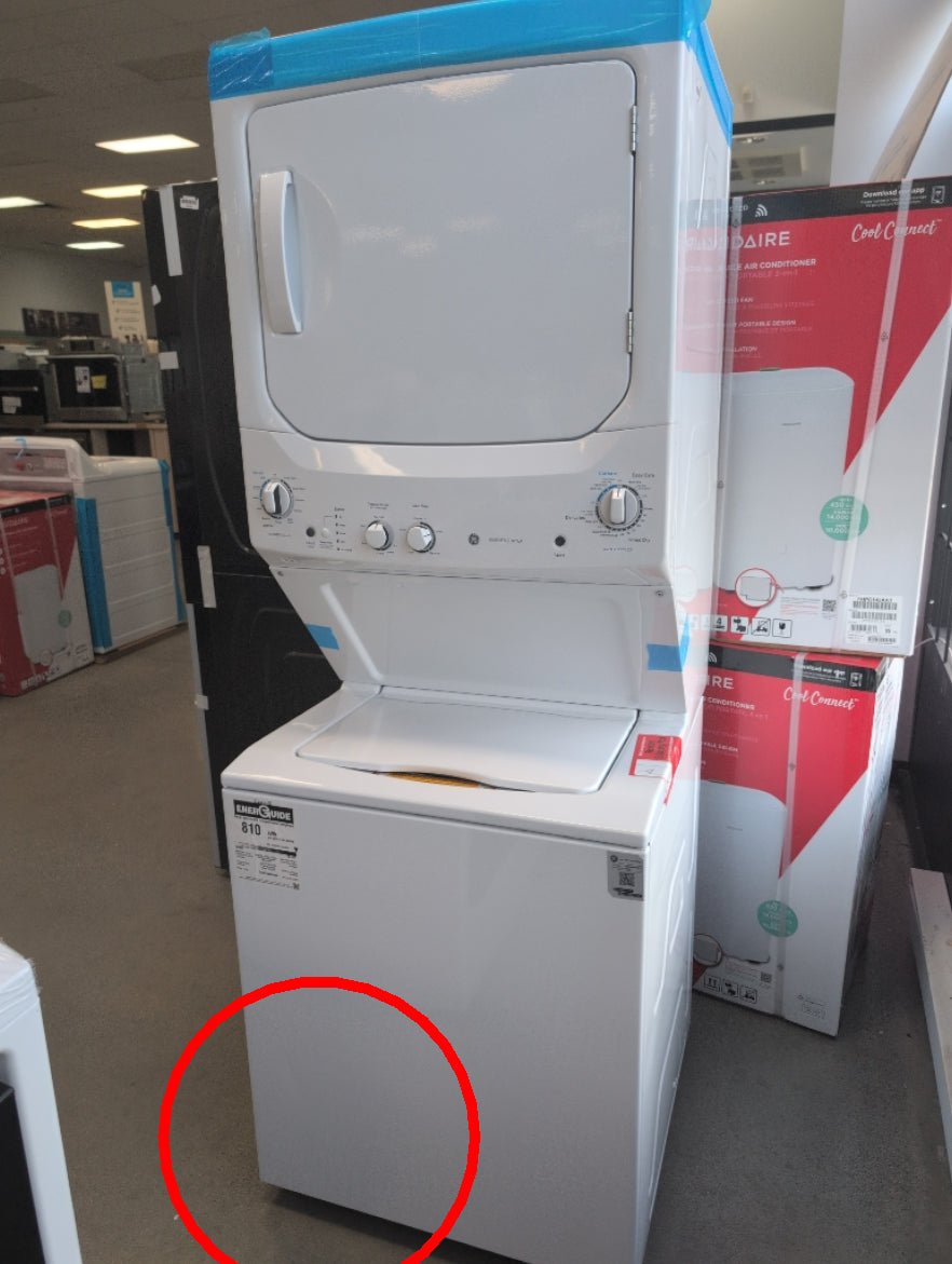 GUD27ESMMWW - LAUNDRY CENTERS - GE - Stacked Washer/Dryer - Electric - White - Open Box - BonPrix Électroménagers