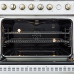 Marco 36-Inch Gas Range White & Antique Brass Design, 6 Burners 67,000 BTU, 5.36 cu.ft. Convection Oven - BonPrix Électroménagers