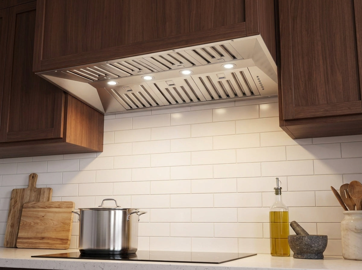 Hotte de cuisine encastrable Forno Altilia 60 pouces, Acier inoxydable, Éclairage LED, Filtres à baffle