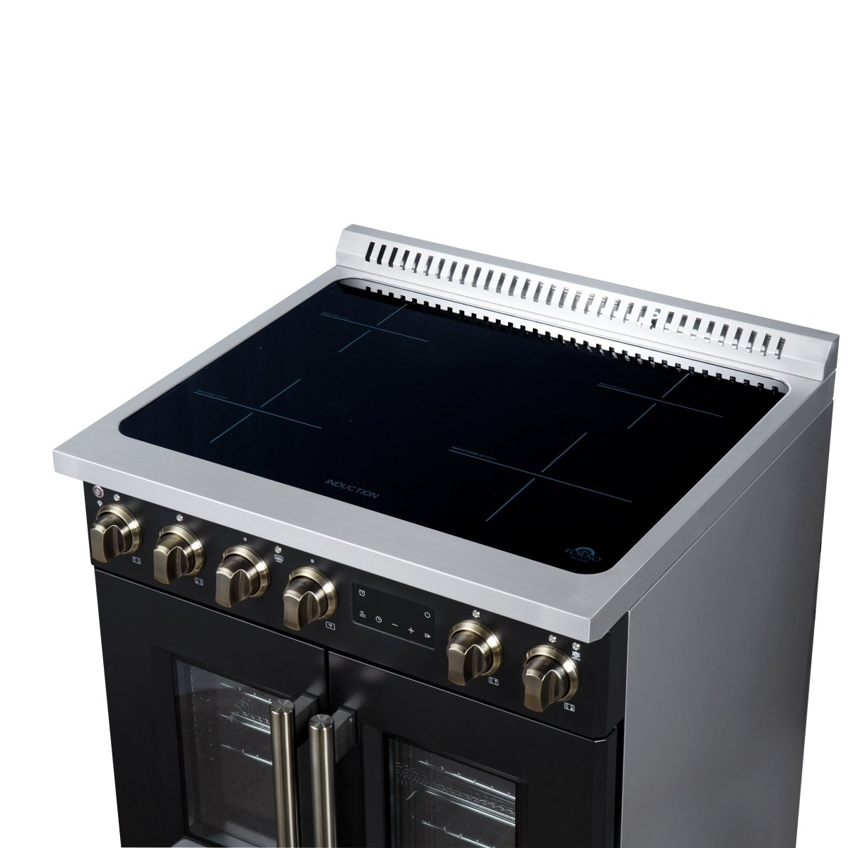 Torino French Door 30 Inch Induction Range with Air Fryer, Air Sous Vide & True Convection, Dual Broiler, Black - BonPrix Électroménagers