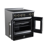 Torino French Door 30 Inch Induction Range with Air Fryer, Air Sous Vide & True Convection, Dual Broiler, Black - BonPrix Électroménagers