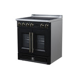 Torino French Door 30 Inch Induction Range with Air Fryer, Air Sous Vide & True Convection, Dual Broiler, Black - BonPrix Électroménagers