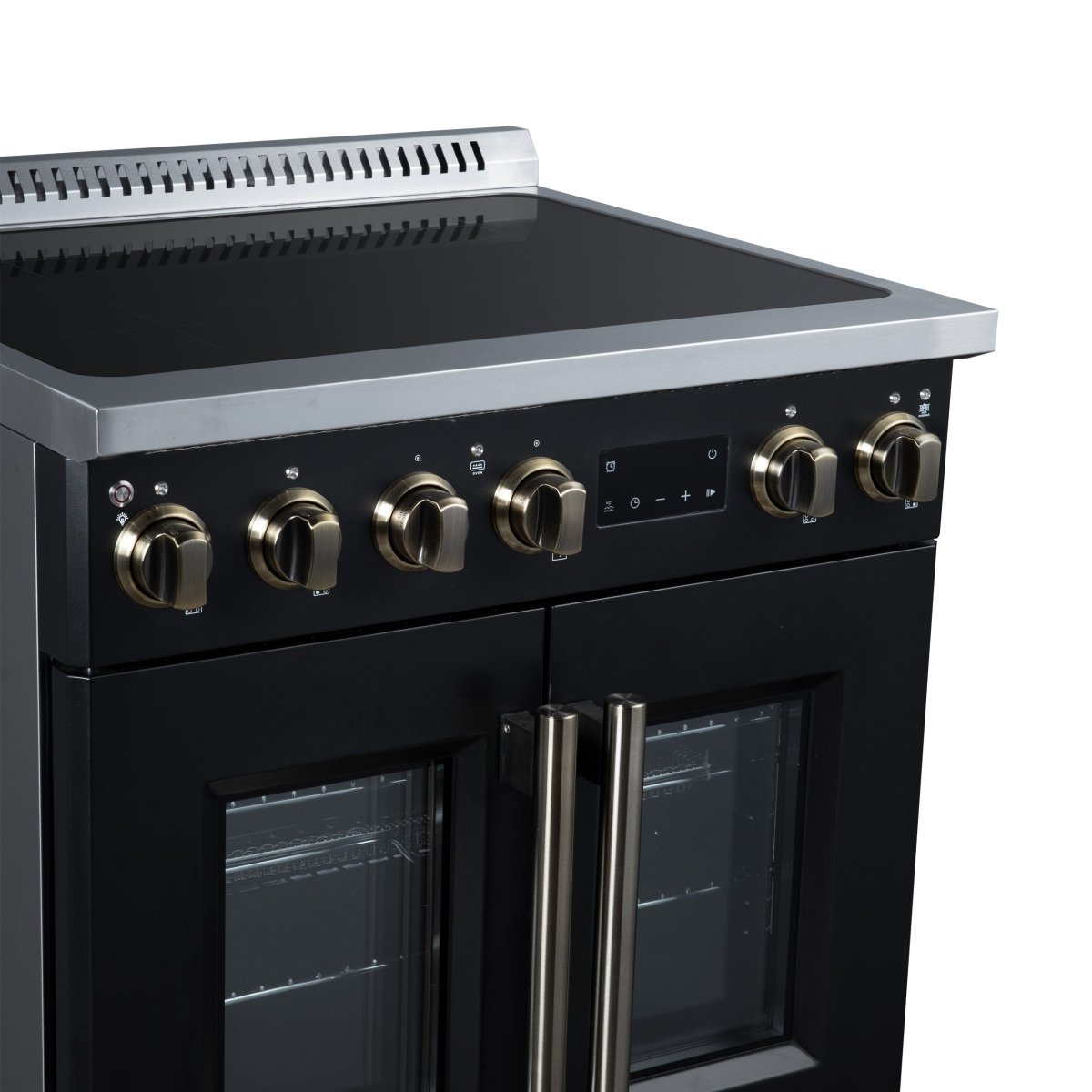 Torino French Door 30 Inch Induction Range with Air Fryer, Air Sous Vide & True Convection, Dual Broiler, Black - BonPrix Électroménagers