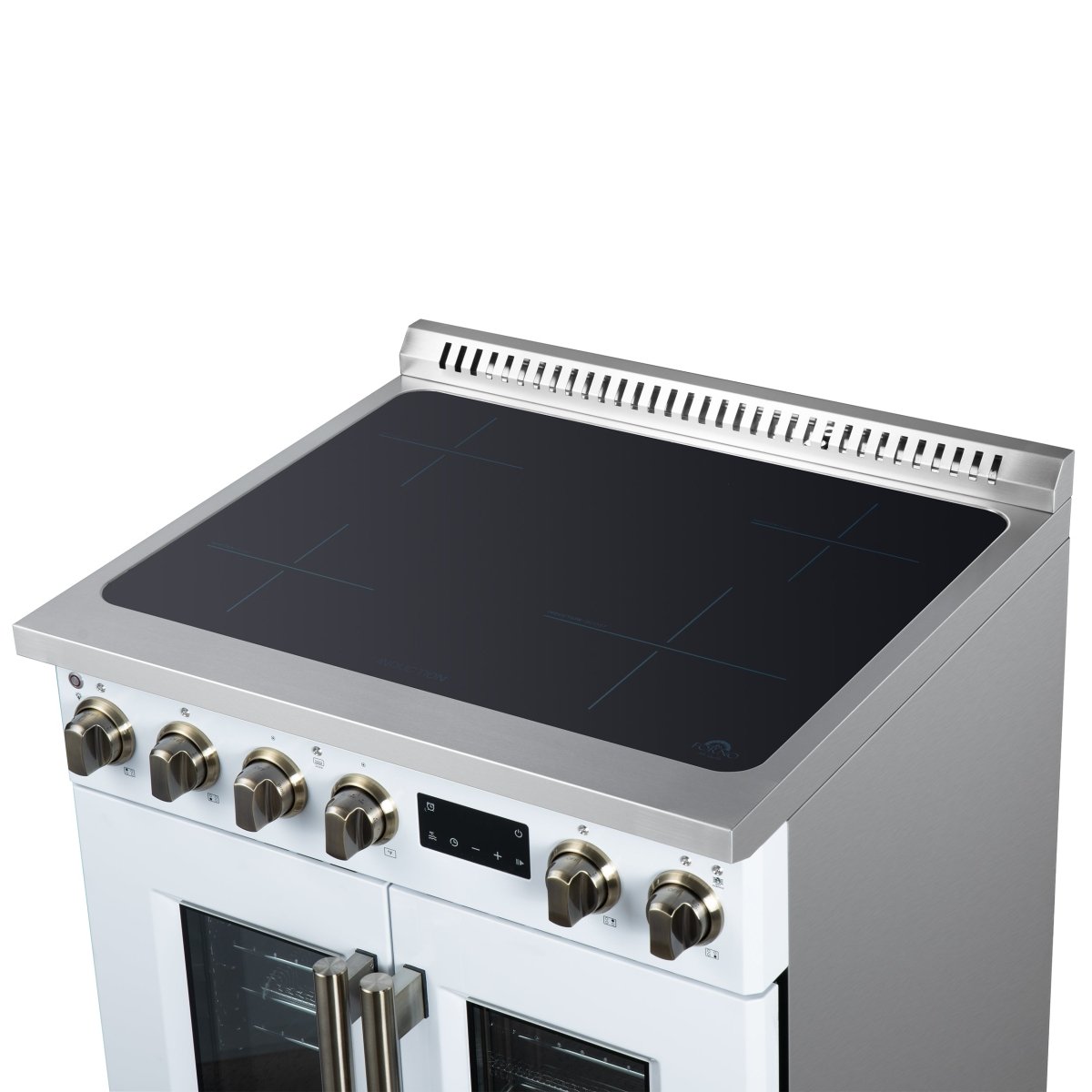 Torino French Door 30 Inch Induction Range with Air Fryer, Air Sous Vide & True Convection, Dual Broiler, White - BonPrix Électroménagers