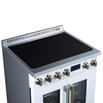 Torino French Door 30 Inch Induction Range with Air Fryer, Air Sous Vide & True Convection, Dual Broiler, White - BonPrix Électroménagers