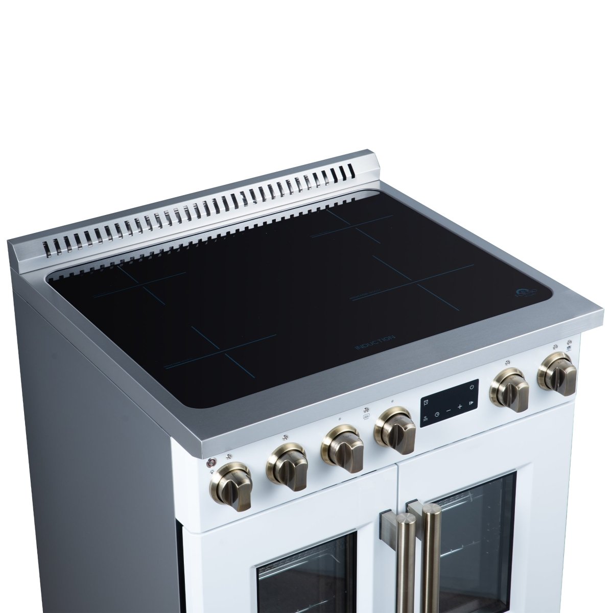 Torino French Door 30 Inch Induction Range with Air Fryer, Air Sous Vide & True Convection, Dual Broiler, White - BonPrix Électroménagers