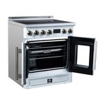 Torino French Door 30 Inch Induction Range with Air Fryer, Air Sous Vide & True Convection, Dual Broiler, White - BonPrix Électroménagers