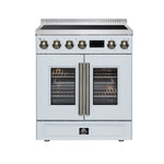 Torino French Door 30 Inch Induction Range with Air Fryer, Air Sous Vide & True Convection, Dual Broiler, White - BonPrix Électroménagers