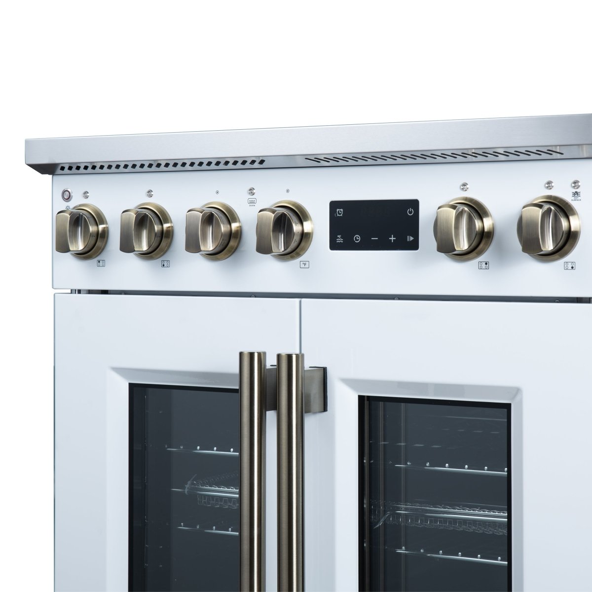 Torino French Door 30 Inch Induction Range with Air Fryer, Air Sous Vide & True Convection, Dual Broiler, White - BonPrix Électroménagers