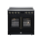 Torino French Door 36 Inch Induction Range with Air Fryer, Air Sous Vide & True Convection, Dual Broiler, Black - BonPrix Électroménagers