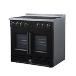 Torino French Door 36 Inch Induction Range with Air Fryer, Air Sous Vide & True Convection, Dual Broiler, Black - BonPrix Électroménagers