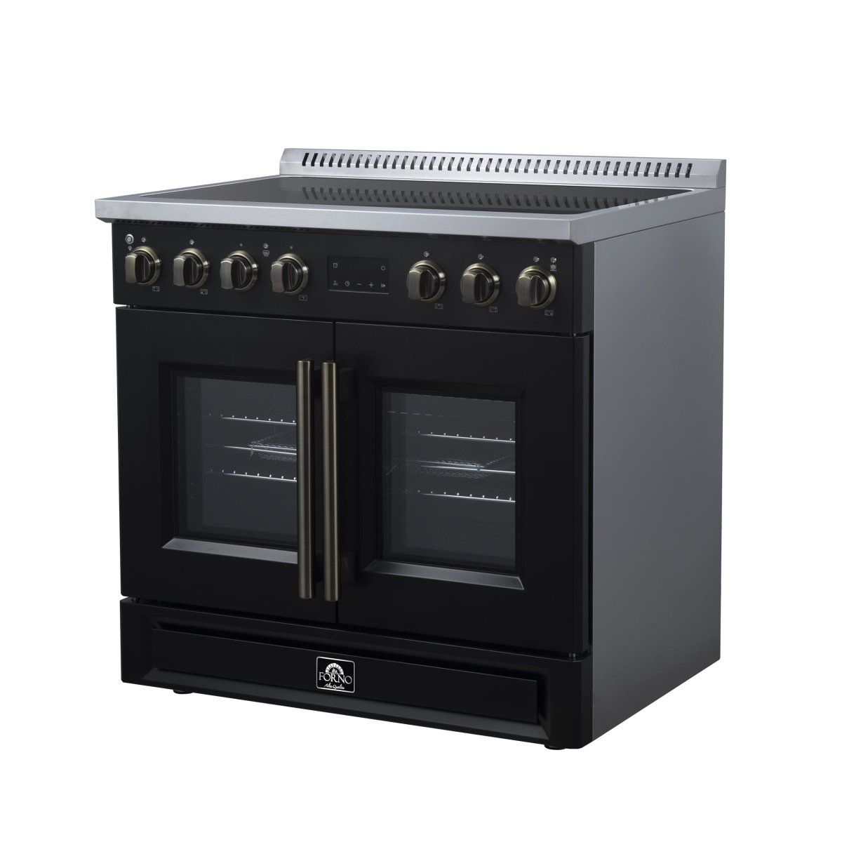 Torino French Door 36 Inch Induction Range with Air Fryer, Air Sous Vide & True Convection, Dual Broiler, Black - BonPrix Électroménagers