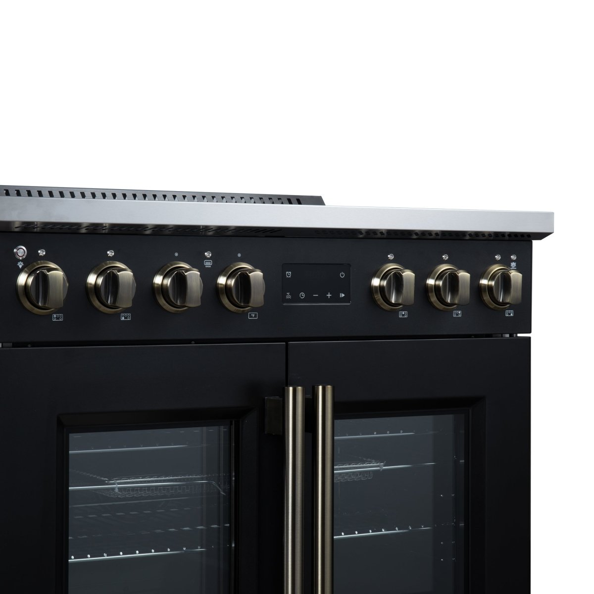 Torino French Door 36 Inch Induction Range with Air Fryer, Air Sous Vide & True Convection, Dual Broiler, Black - BonPrix Électroménagers