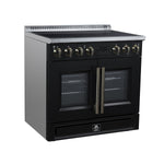 Torino French Door 36 Inch Induction Range with Air Fryer, Air Sous Vide & True Convection, Dual Broiler, Black - BonPrix Électroménagers