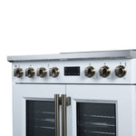 Torino French Door 36 Inch Induction Range with Air Fryer, Air Sous Vide & True Convection, Dual Broiler, White - BonPrix Électroménagers