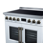 Torino French Door 36 Inch Induction Range with Air Fryer, Air Sous Vide & True Convection, Dual Broiler, White - BonPrix Électroménagers
