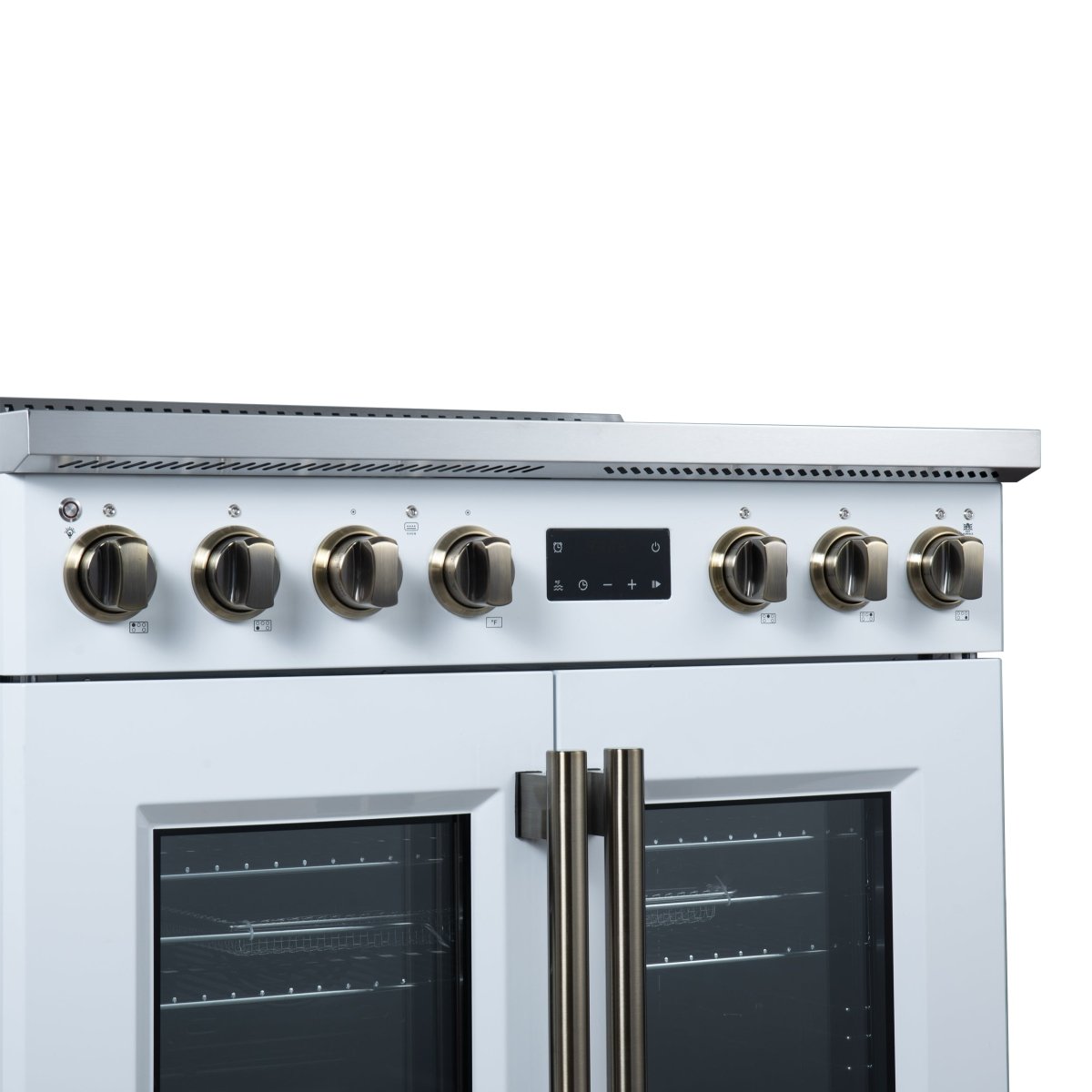 Torino French Door 36 Inch Induction Range with Air Fryer, Air Sous Vide & True Convection, Dual Broiler, White - BonPrix Électroménagers