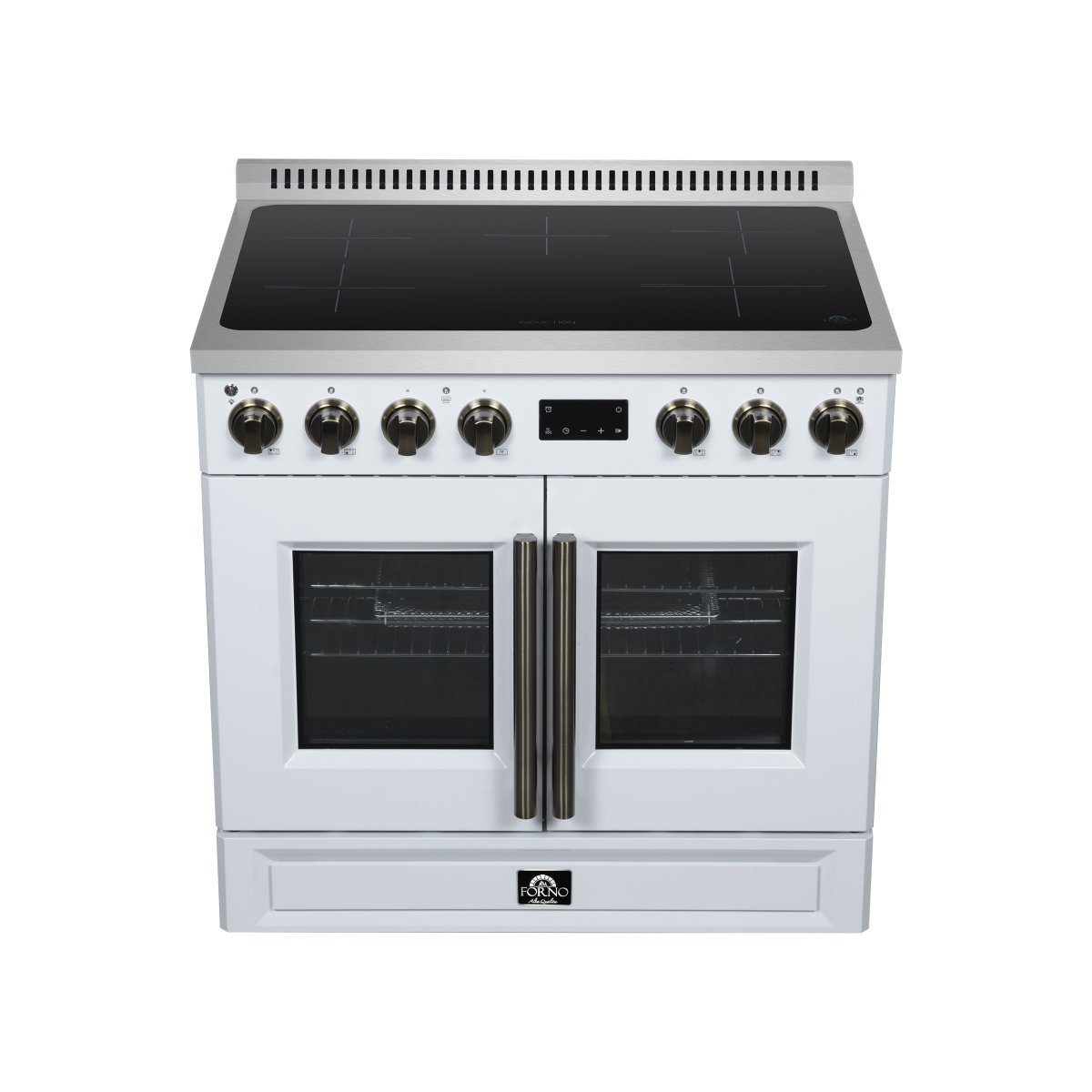 Torino French Door 36 Inch Induction Range with Air Fryer, Air Sous Vide & True Convection, Dual Broiler, White - BonPrix Électroménagers