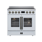 Torino French Door 36 Inch Induction Range with Air Fryer, Air Sous Vide & True Convection, Dual Broiler, White - BonPrix Électroménagers