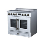 Torino French Door 36 Inch Induction Range with Air Fryer, Air Sous Vide & True Convection, Dual Broiler, White - BonPrix Électroménagers