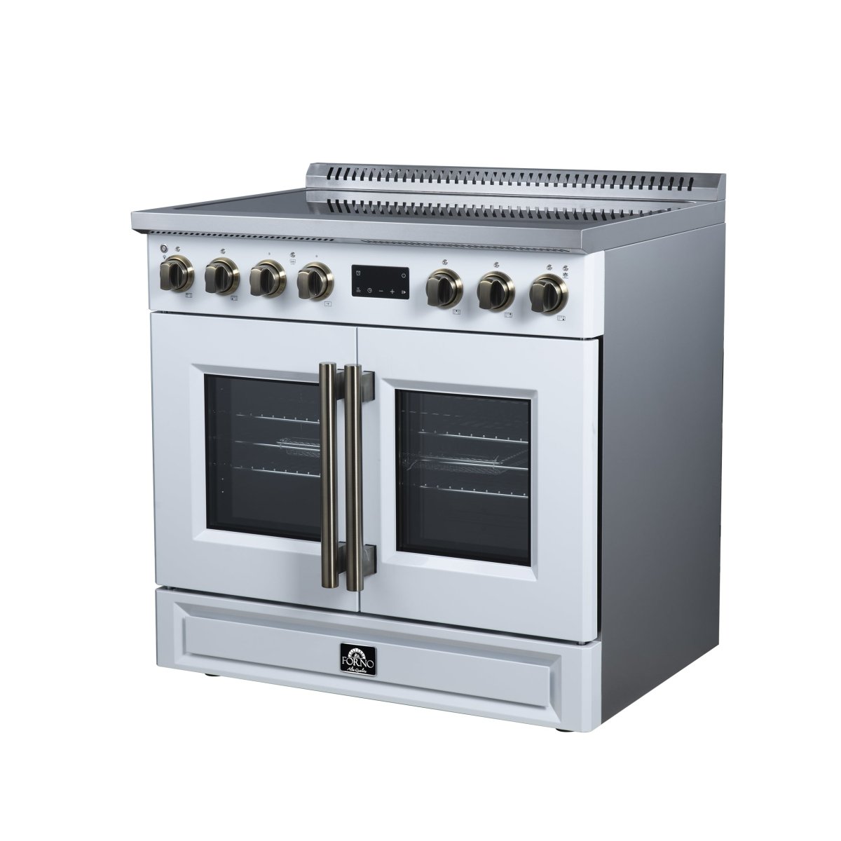 Torino French Door 36 Inch Induction Range with Air Fryer, Air Sous Vide & True Convection, Dual Broiler, White - BonPrix Électroménagers