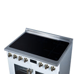 Torino French Door 36 Inch Induction Range with Air Fryer, Air Sous Vide & True Convection, Dual Broiler, White - BonPrix Électroménagers
