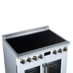 Torino French Door 36 Inch Induction Range with Air Fryer, Air Sous Vide & True Convection, Dual Broiler, White - BonPrix Électroménagers